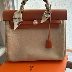 Hermes beige and tan and Herbag with backpack straps
